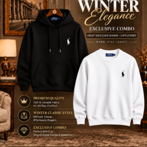 Premium Black Rib hoodie + Premium white Sweatshirt Combo